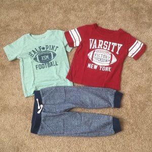 Carter’s baby boy 24 mo football tees and joggers